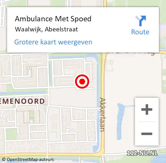 Locatie op kaart van de 112 melding: Ambulance Met Spoed Naar Waalwijk, Abeelstraat op 14 oktober 2017 21:57