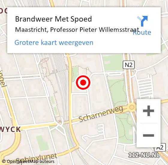 Locatie op kaart van de 112 melding: Brandweer Met Spoed Naar Maastricht, Professor Pieter Willemsstraat op 14 oktober 2017 22:43