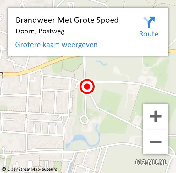 Locatie op kaart van de 112 melding: Brandweer Met Grote Spoed Naar Doorn, Postweg op 14 oktober 2017 23:31