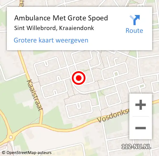 Locatie op kaart van de 112 melding: Ambulance Met Grote Spoed Naar Sint Willebrord, Kraaiendonk op 15 oktober 2017 00:23