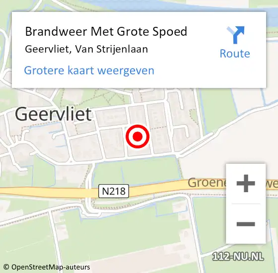 Locatie op kaart van de 112 melding: Brandweer Met Grote Spoed Naar Geervliet, Van Strijenlaan op 15 oktober 2017 00:25