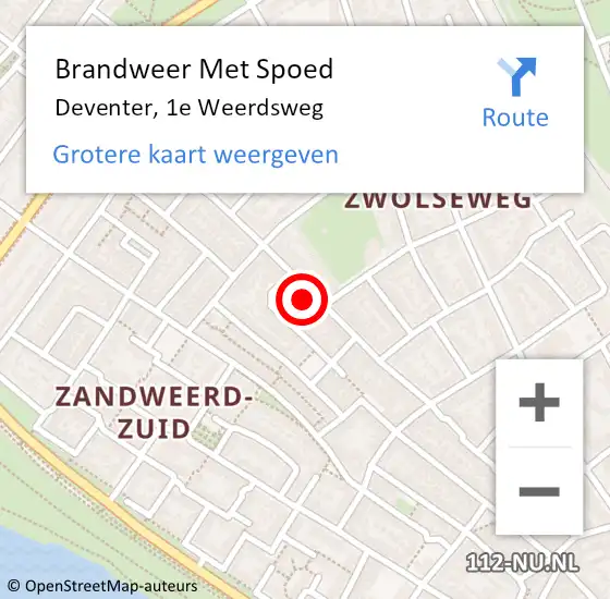 Locatie op kaart van de 112 melding: Brandweer Met Spoed Naar Deventer, 1e Weerdsweg op 15 oktober 2017 00:30