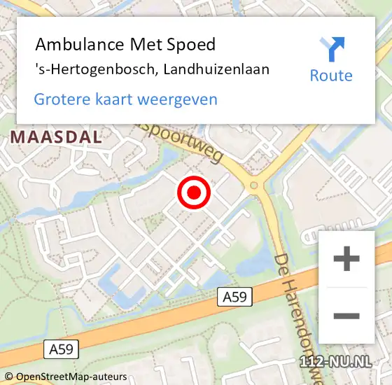 Locatie op kaart van de 112 melding: Ambulance Met Spoed Naar 's-Hertogenbosch, Landhuizenlaan op 15 oktober 2017 01:13