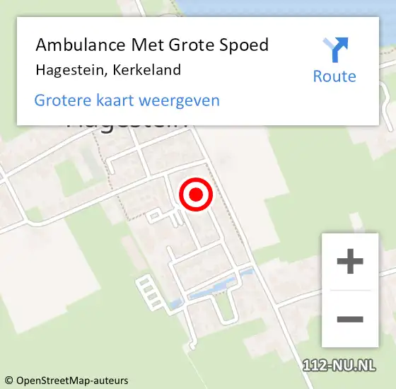 Locatie op kaart van de 112 melding: Ambulance Met Grote Spoed Naar Hagestein, Kerkeland op 15 oktober 2017 01:38