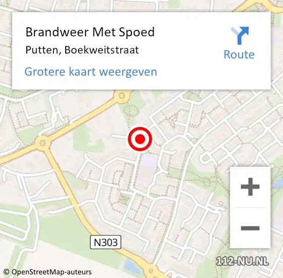 Locatie op kaart van de 112 melding: Brandweer Met Spoed Naar Putten, Boekweitstraat op 15 oktober 2017 02:27