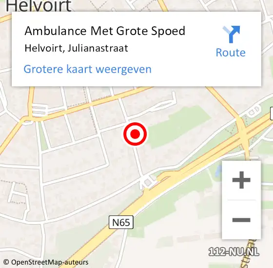 Locatie op kaart van de 112 melding: Ambulance Met Grote Spoed Naar Helvoirt, Julianastraat op 15 oktober 2017 02:49