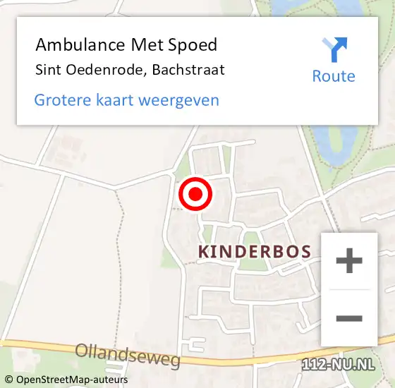 Locatie op kaart van de 112 melding: Ambulance Met Spoed Naar Sint Oedenrode, Bachstraat op 15 oktober 2017 03:07