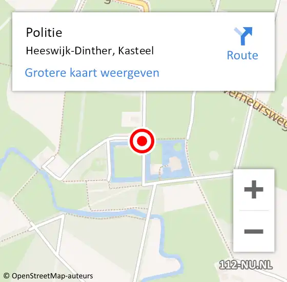 Locatie op kaart van de 112 melding: Politie Heeswijk-Dinther, Kasteel op 15 oktober 2017 03:08