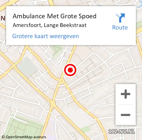 Locatie op kaart van de 112 melding: Ambulance Met Grote Spoed Naar Amersfoort, Lange Beekstraat op 15 oktober 2017 04:01