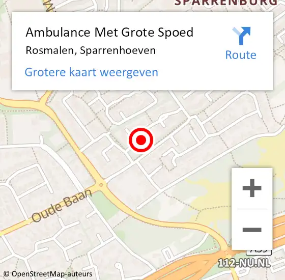 Locatie op kaart van de 112 melding: Ambulance Met Grote Spoed Naar Rosmalen, Sparrenhoeven op 15 oktober 2017 04:12