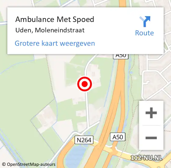 Locatie op kaart van de 112 melding: Ambulance Met Spoed Naar Uden, Moleneindstraat op 15 oktober 2017 06:48