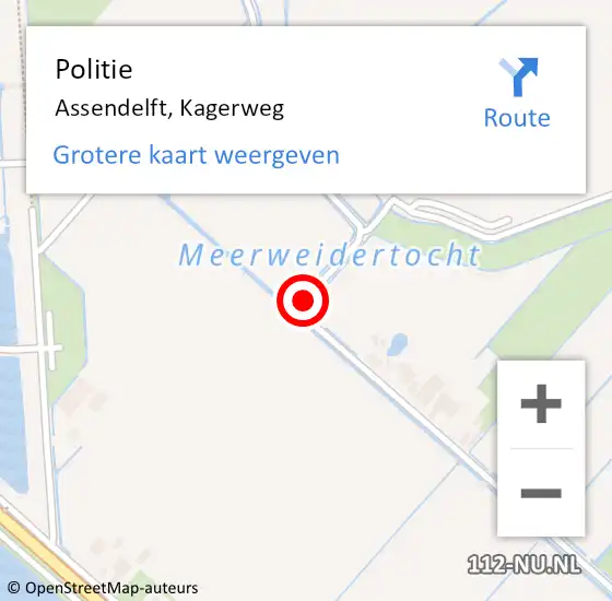 Locatie op kaart van de 112 melding: Politie Assendelft, Kagerweg op 15 oktober 2017 08:46