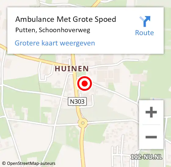 Locatie op kaart van de 112 melding: Ambulance Met Grote Spoed Naar Putten, Schoonhoverweg op 15 oktober 2017 09:17