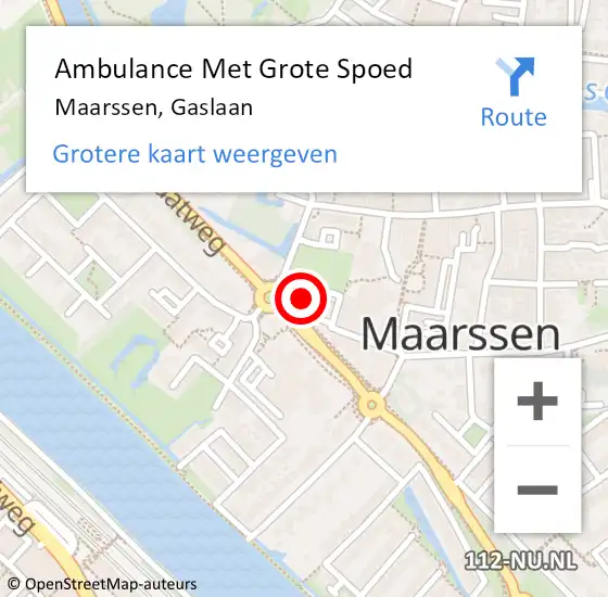 Locatie op kaart van de 112 melding: Ambulance Met Grote Spoed Naar Maarssen, Gaslaan op 15 oktober 2017 09:46