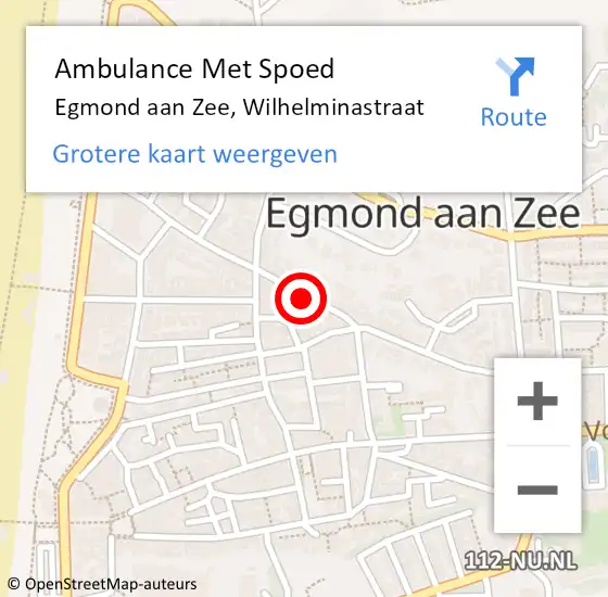 Locatie op kaart van de 112 melding: Ambulance Met Spoed Naar Egmond aan Zee, Wilhelminastraat op 15 oktober 2017 10:07