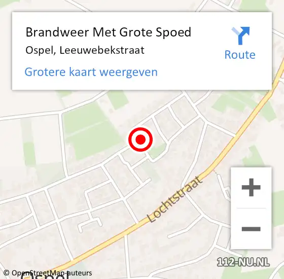 Locatie op kaart van de 112 melding: Brandweer Met Grote Spoed Naar Ospel, Leeuwebekstraat op 15 oktober 2017 10:16