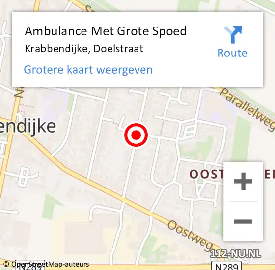 Locatie op kaart van de 112 melding: Ambulance Met Grote Spoed Naar Krabbendijke, Doelstraat op 15 oktober 2017 10:38