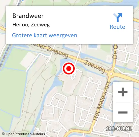 Locatie op kaart van de 112 melding: Brandweer Heiloo, Zeeweg op 15 oktober 2017 10:54