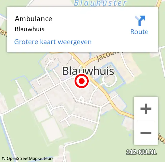 Locatie op kaart van de 112 melding: Ambulance Blauwhuis op 15 oktober 2017 11:00