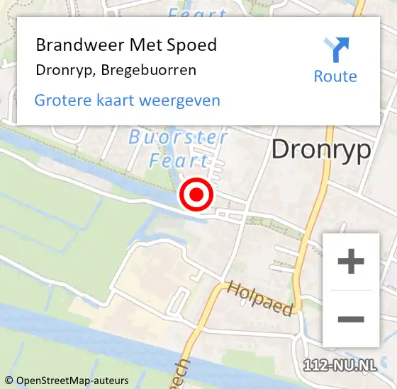 Locatie op kaart van de 112 melding: Brandweer Met Spoed Naar Dronryp, Bregebuorren op 15 oktober 2017 11:44