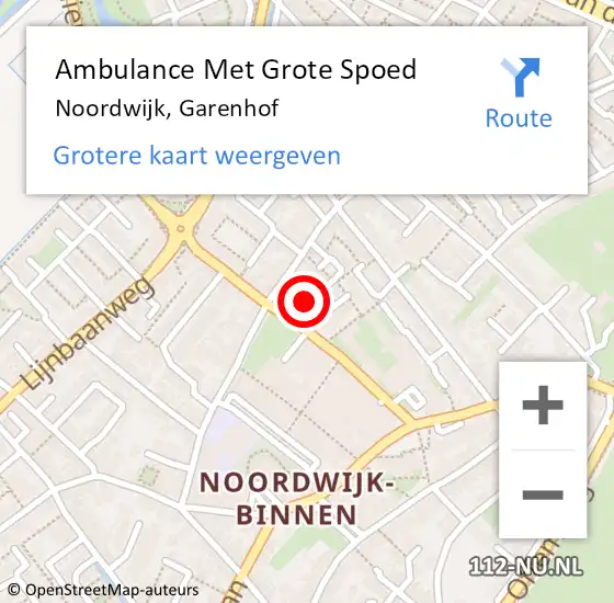 Locatie op kaart van de 112 melding: Ambulance Met Grote Spoed Naar Noordwijk, Garenhof op 15 oktober 2017 12:01