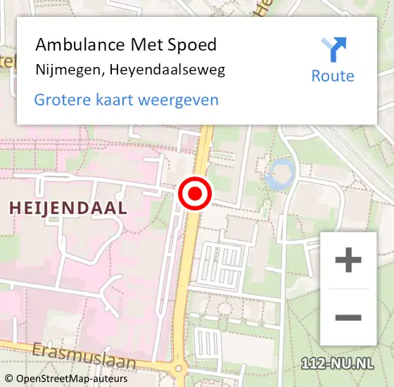 Locatie op kaart van de 112 melding: Ambulance Met Spoed Naar Nijmegen, Heyendaalseweg op 15 oktober 2017 12:44