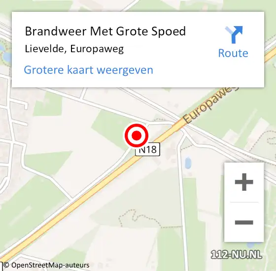 Locatie op kaart van de 112 melding: Brandweer Met Grote Spoed Naar Lievelde, Europaweg op 15 oktober 2017 13:10