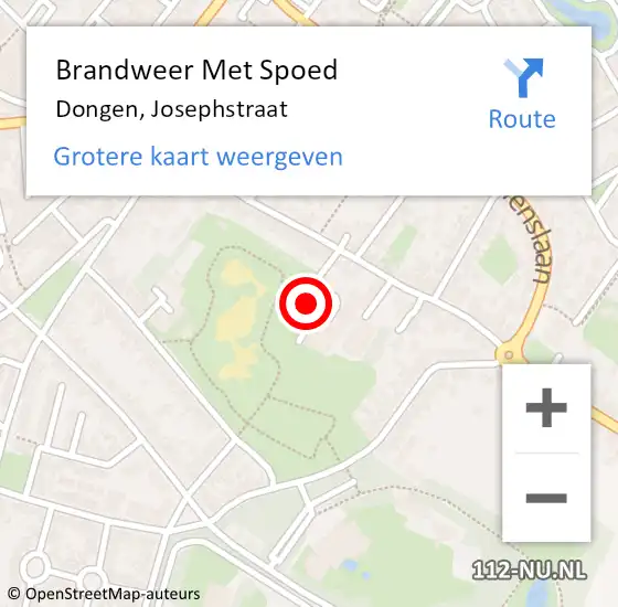 Locatie op kaart van de 112 melding: Brandweer Met Spoed Naar Dongen, Josephstraat op 15 oktober 2017 13:13