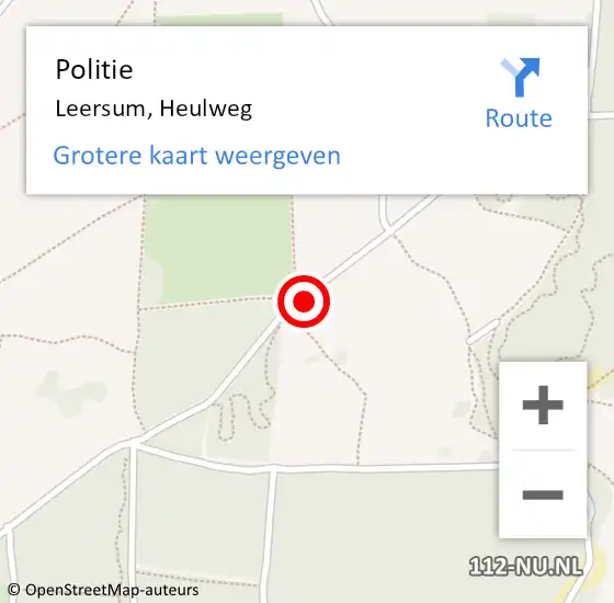 Locatie op kaart van de 112 melding: Politie Leersum, Heulweg op 15 oktober 2017 14:11