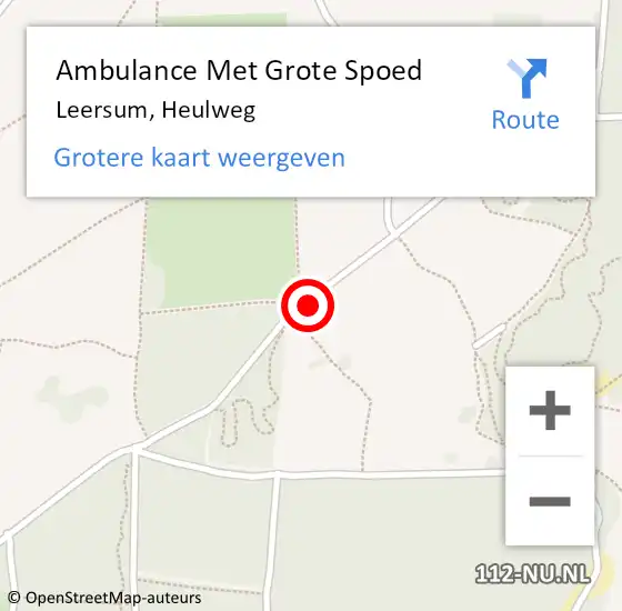 Locatie op kaart van de 112 melding: Ambulance Met Grote Spoed Naar Leersum, Heulweg op 15 oktober 2017 14:14