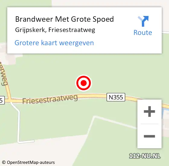 Locatie op kaart van de 112 melding: Brandweer Met Grote Spoed Naar Grijpskerk, Friesestraatweg op 15 oktober 2017 14:39