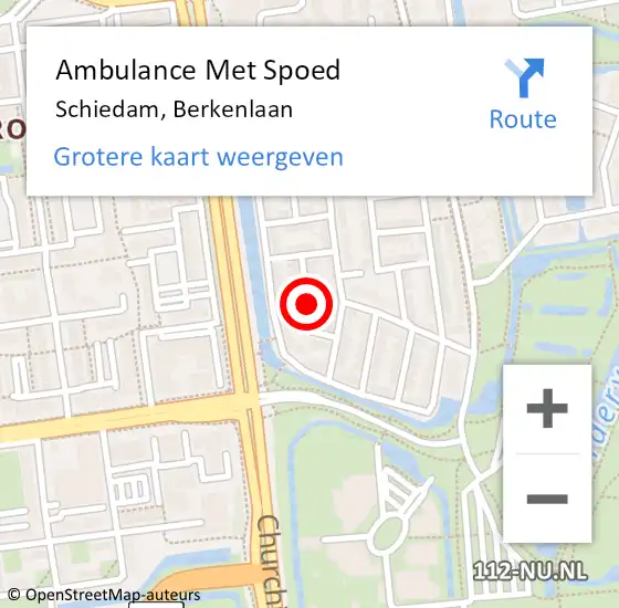 Locatie op kaart van de 112 melding: Ambulance Met Spoed Naar Schiedam, Berkenlaan op 15 oktober 2017 15:11