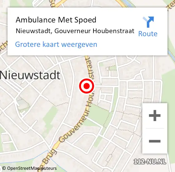Locatie op kaart van de 112 melding: Ambulance Met Spoed Naar Nieuwstadt, Gouverneur Houbenstraat op 15 oktober 2017 15:23