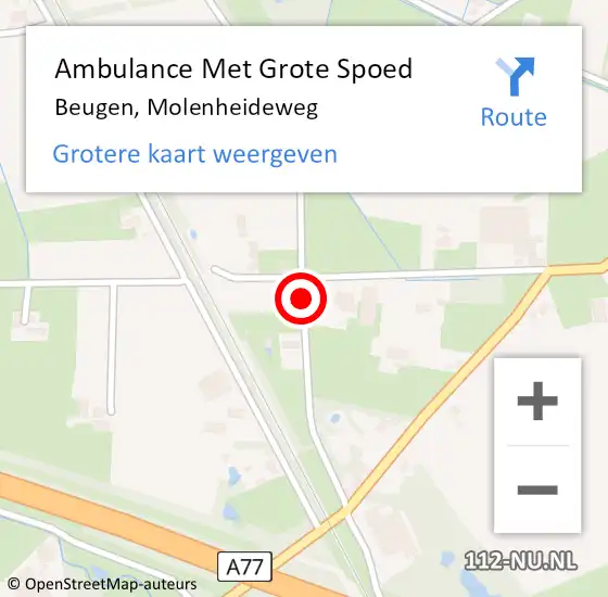 Locatie op kaart van de 112 melding: Ambulance Met Grote Spoed Naar Beugen, Molenheideweg op 15 oktober 2017 15:26