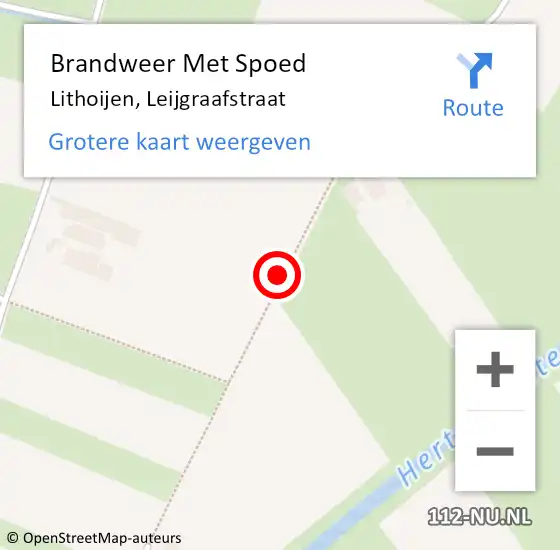 Locatie op kaart van de 112 melding: Brandweer Met Spoed Naar Lithoijen, Leijgraafstraat op 15 oktober 2017 15:44