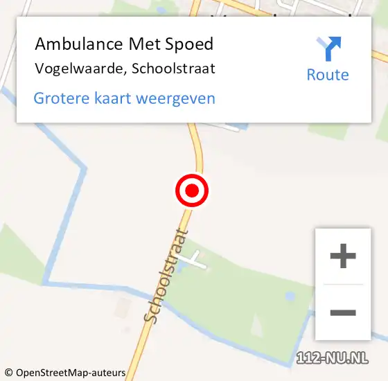 Locatie op kaart van de 112 melding: Ambulance Met Spoed Naar Vogelwaarde, Schoolstraat op 15 oktober 2017 15:59
