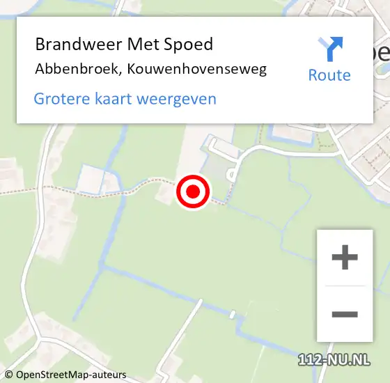 Locatie op kaart van de 112 melding: Brandweer Met Spoed Naar Abbenbroek, Kouwenhovenseweg op 15 oktober 2017 16:14