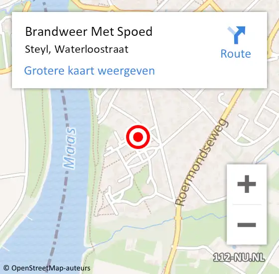 Locatie op kaart van de 112 melding: Brandweer Met Spoed Naar Steyl, Waterloostraat op 15 oktober 2017 16:15