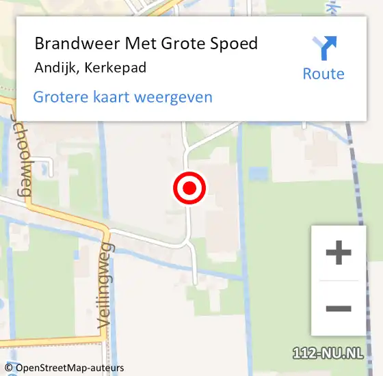 Locatie op kaart van de 112 melding: Brandweer Met Grote Spoed Naar Andijk, Kerkepad op 4 februari 2014 10:01