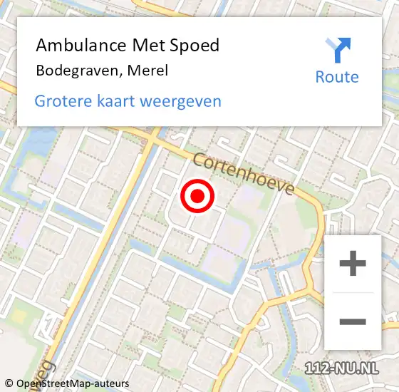 Locatie op kaart van de 112 melding: Ambulance Met Spoed Naar Bodegraven, Merel op 15 oktober 2017 16:29