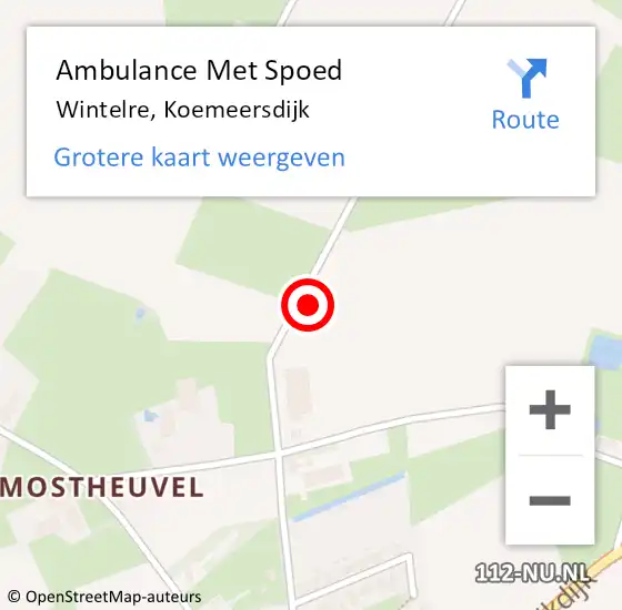 Locatie op kaart van de 112 melding: Ambulance Met Spoed Naar Wintelre, Koemeersdijk op 15 oktober 2017 16:49