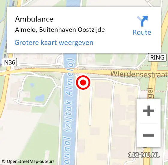 Locatie op kaart van de 112 melding: Ambulance Almelo, Buitenhaven Oostzijde op 4 februari 2014 10:05