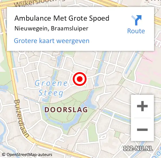 Locatie op kaart van de 112 melding: Ambulance Met Grote Spoed Naar Nieuwegein, Braamsluiper op 15 oktober 2017 17:32