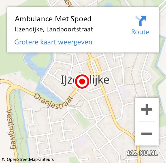 Locatie op kaart van de 112 melding: Ambulance Met Spoed Naar IJzendijke, Landpoortstraat op 15 oktober 2017 17:48