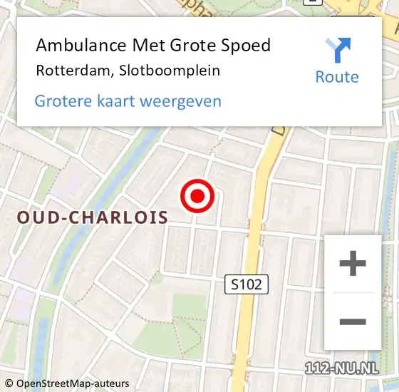 Locatie op kaart van de 112 melding: Ambulance Met Grote Spoed Naar Rotterdam, Slotboomplein op 15 oktober 2017 17:49