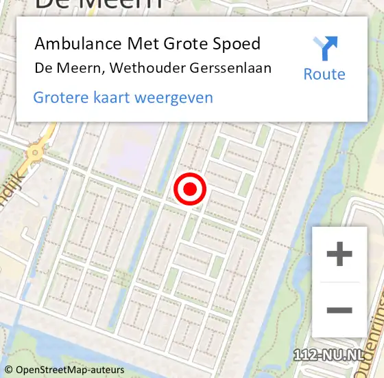 Locatie op kaart van de 112 melding: Ambulance Met Grote Spoed Naar De Meern, Wethouder Gerssenlaan op 15 oktober 2017 18:30