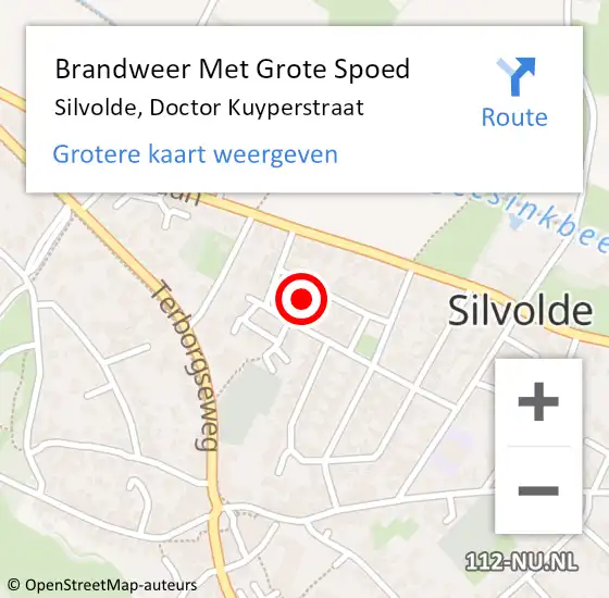 Locatie op kaart van de 112 melding: Brandweer Met Grote Spoed Naar Silvolde, Doctor Kuyperstraat op 15 oktober 2017 19:46