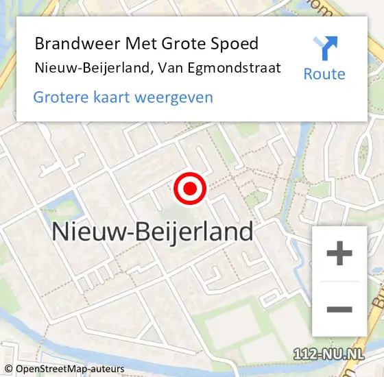 Locatie op kaart van de 112 melding: Brandweer Met Grote Spoed Naar Nieuw-Beijerland, Van Egmondstraat op 15 oktober 2017 19:58