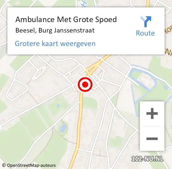 Locatie op kaart van de 112 melding: Ambulance Met Grote Spoed Naar Beesel, Burg Janssenstraat op 15 oktober 2017 20:27