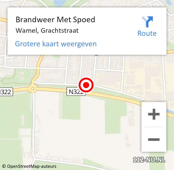 Locatie op kaart van de 112 melding: Brandweer Met Spoed Naar Wamel, Grachtstraat op 15 oktober 2017 20:41